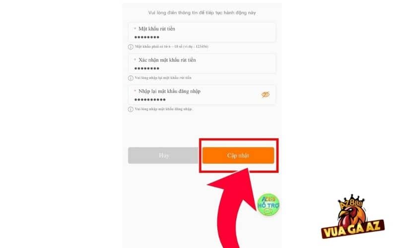 Thiết lập mật khẩu rút tiền trước khi giao dịch