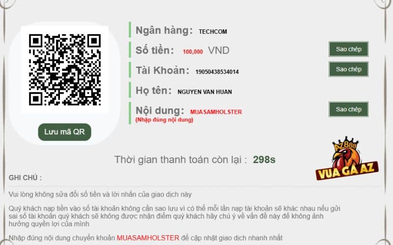 Thực hiện chuyển tiền qua các thông tin hoặc quét mã QR